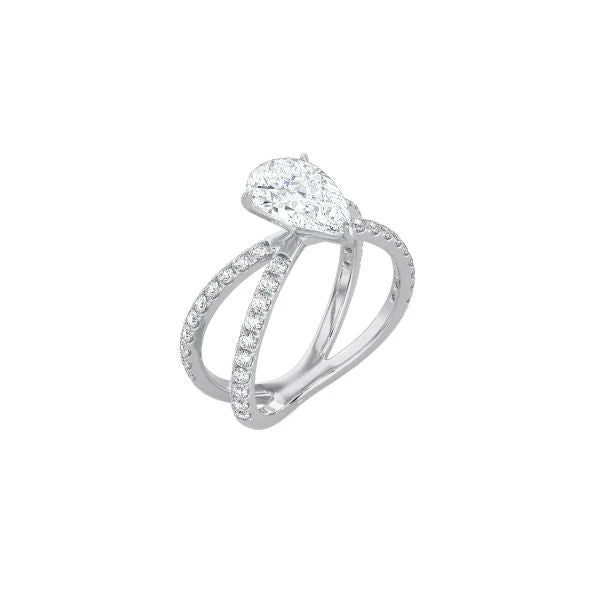Pear Shape X Pavé Band Ring WG