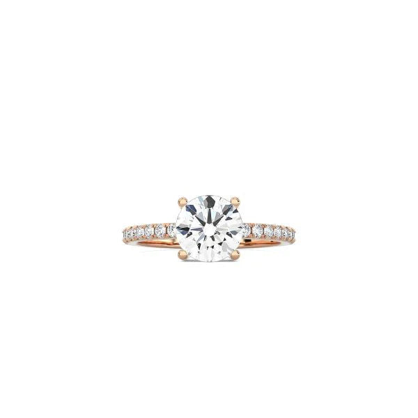 Round Cut Contemporary Four Prong Setting with pave band RG