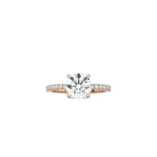 Round Cut Contemporary Four Prong Setting with pave band RG