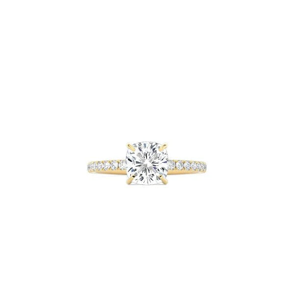 Classic Cushion Cut 4 Prong Ring with Pavé Band YG