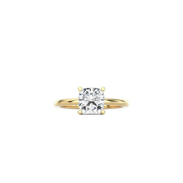 Cushion Cut Contemporary Four Prong Setting YG