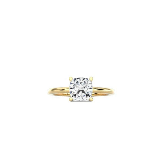 Cushion Cut Contemporary Four Prong Setting YG