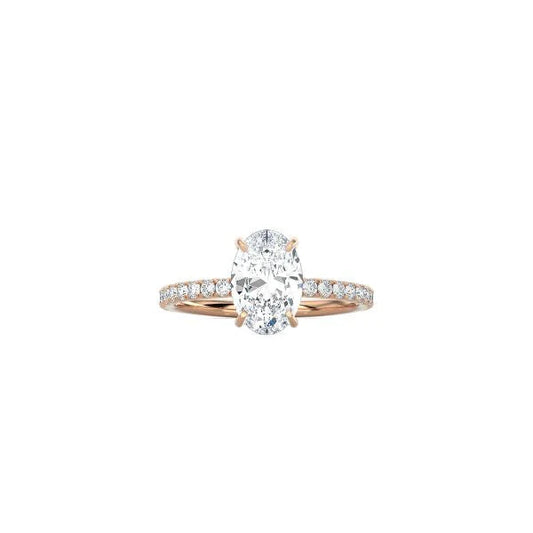 Classic Oval Cut 4 Prong Ring with Pavé Band RG