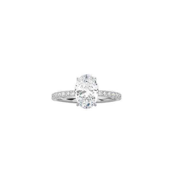 Classic Oval Cut 4 Prong Ring with Pavé Band WG
