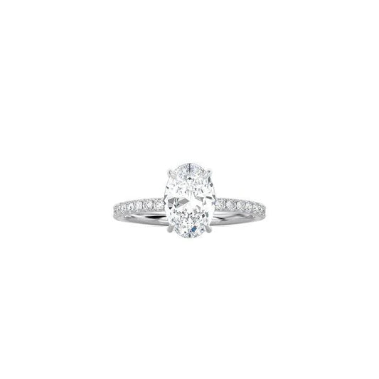 Classic Oval Cut 4 Prong Ring with Pavé Band WG