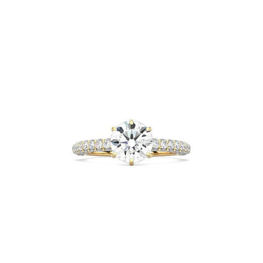Round Diamond Triple Row Pavé Band YG
