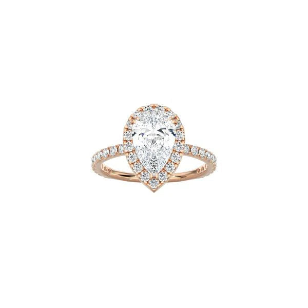 Pear Shape Halo Engagement Ring with Pavé Band RG