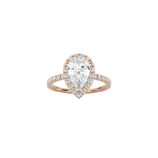 Pear Shape Halo Engagement Ring with Pavé Band RG