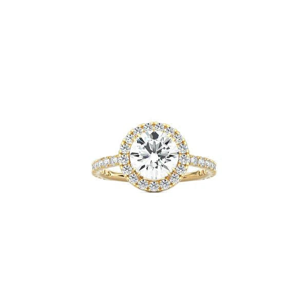 Round Halo Engagement Ring with Pavé Band YG