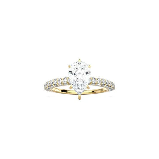 Pear Shape Triple Row Pavé Band YG