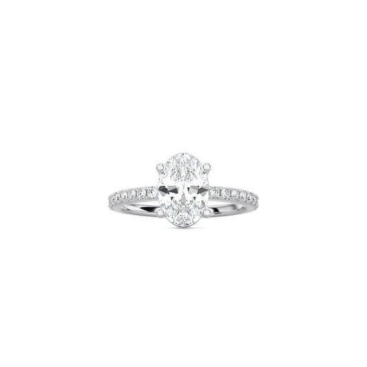 Oval Cut Contemporary Four Prong Setting with pave band WG