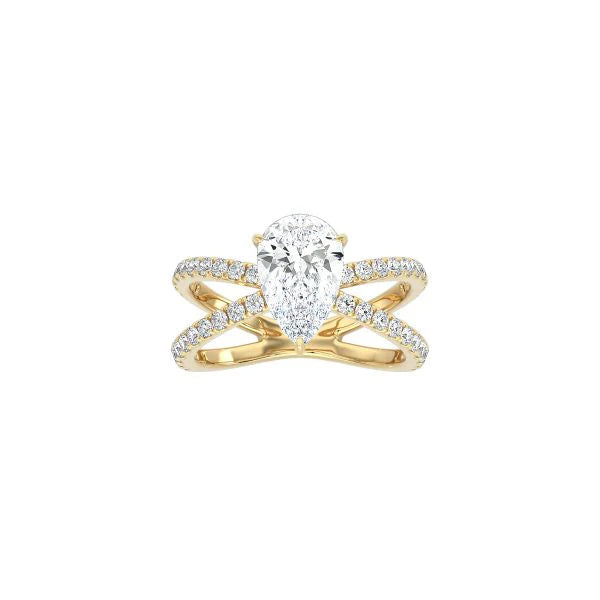 Pear Shape X Pavé Band Ring YG