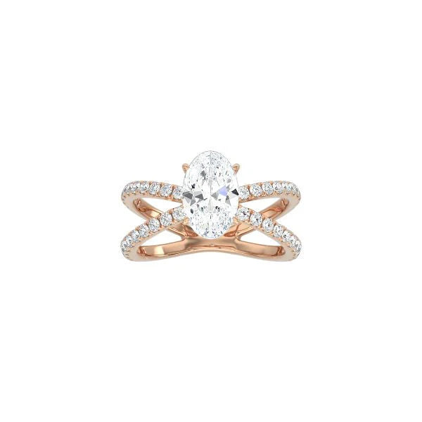 Oval Cut X Pavé Band Ring RG