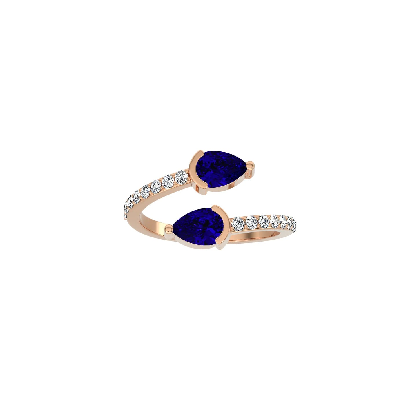 Sapphire Pear Duo Cuff Ring