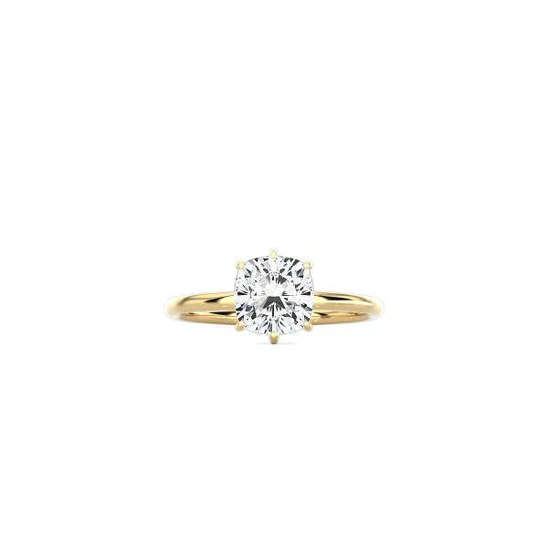 6 Prong Cushion Cut Classic Ring YG