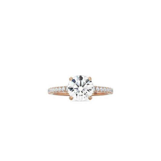 Round Cathedral Setting Ring with Pavé Band RG