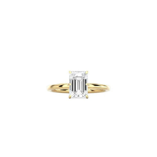 6 Prong Emerald Cut Classic Ring YG