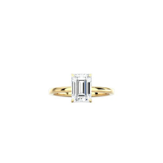 4 Prong Emerald Cut Classic Ring YG