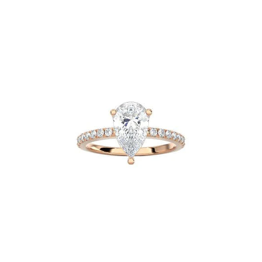 Pear Shape Contemporary Four Prong Setting with pave band RG