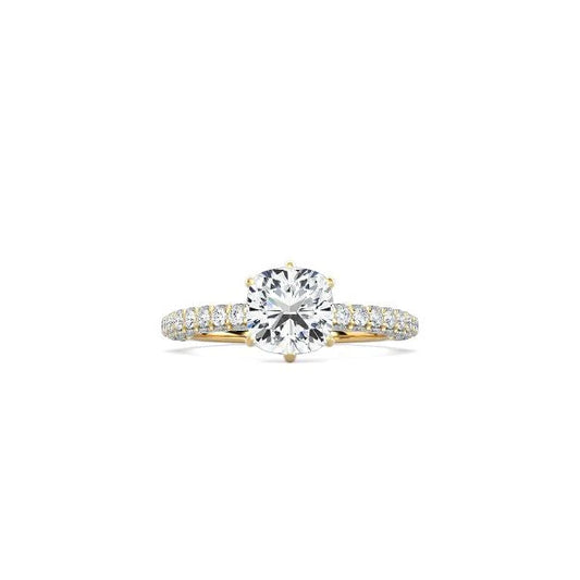 Cushion Cut Triple Row Pavé Band YG