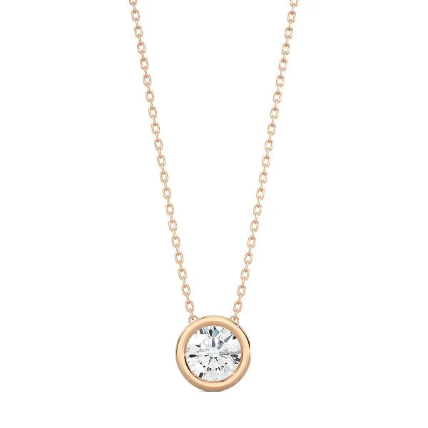 Classic Round Diamond Bezel Necklace