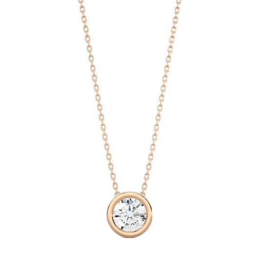 Classic Round Diamond Bezel Necklace