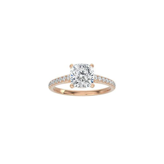 Cushion Cut Cathedral Setting Ring with Pavé Band RG