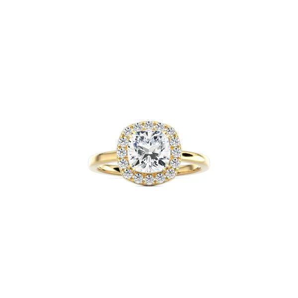 Cushion Cut Halo Engagement Ring YG