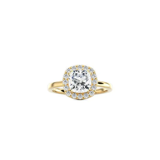 Cushion Cut Halo Engagement Ring YG
