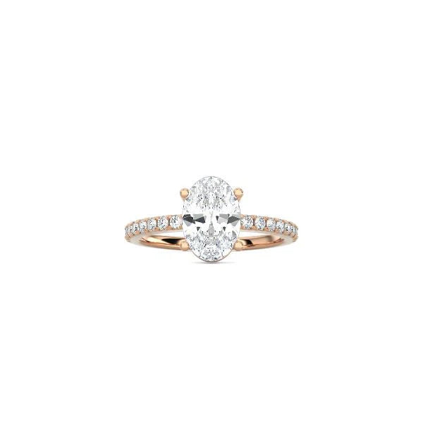 Oval Cut Contemporary Four Prong Setting with pave band RG