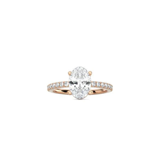 Oval Cut Contemporary Four Prong Setting with pave band RG