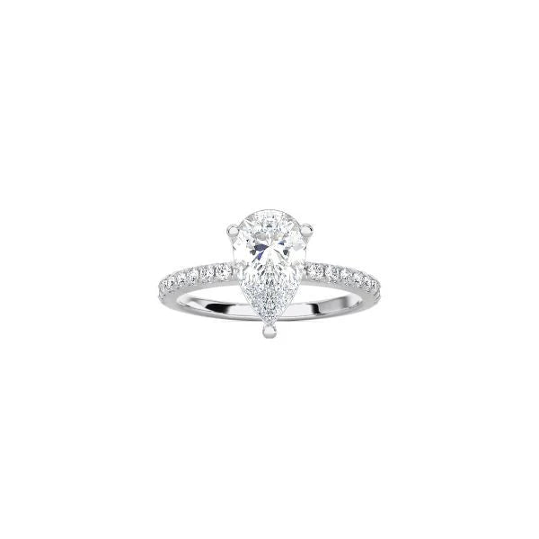 Pear Shape Contemporary Four Prong Setting with pave band WG