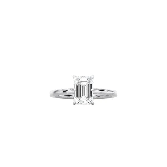 6 Prong Emerald Cut Classic Ring WG