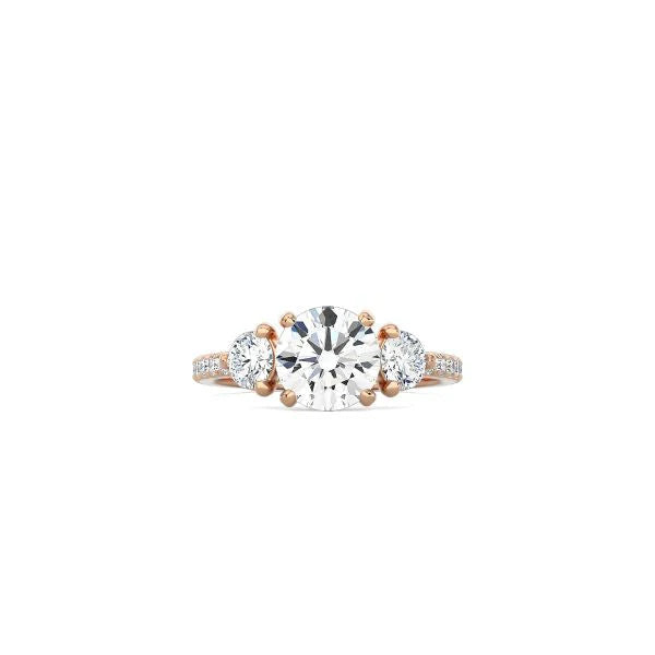 Small Round 3 Stone Ring with Pavé Band RG