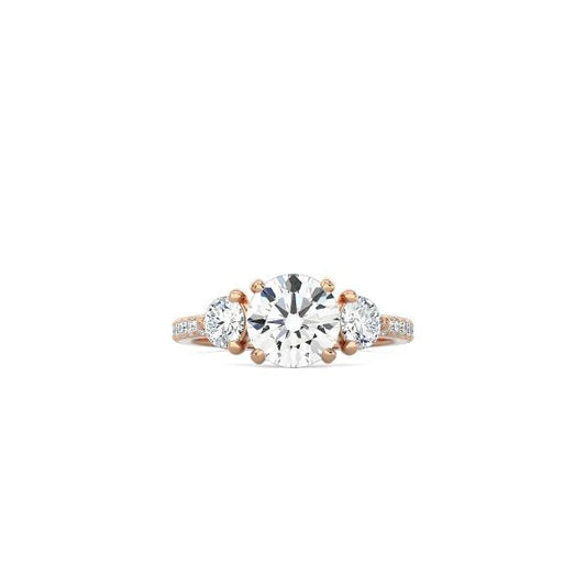 Small Round 3 Stone Ring with Pavé Band RG