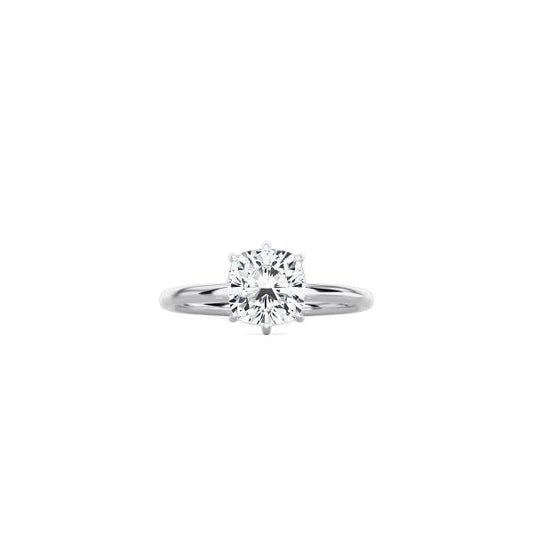 6 Prong Cushion Cut Classic Ring WG