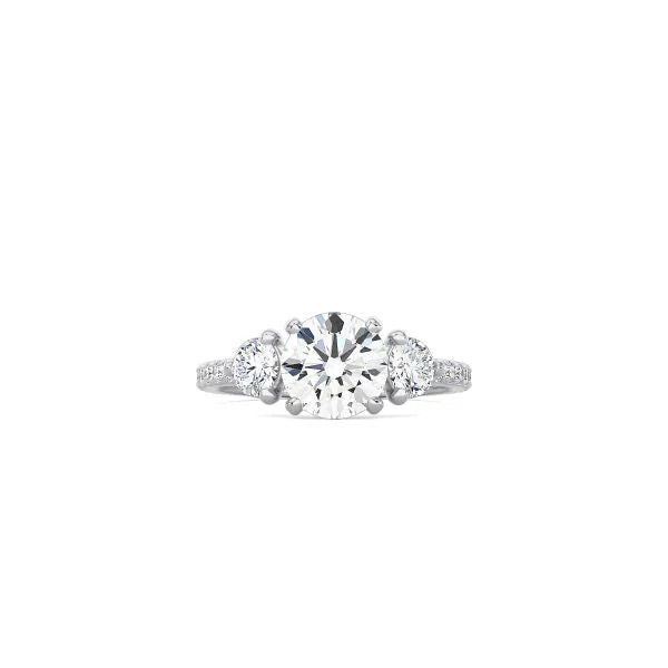 Small Round 3 Stone Ring with Pavé Band WG