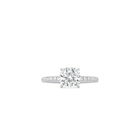 Classic Cushion Cut 4 Prong Ring with Pavé Band WG