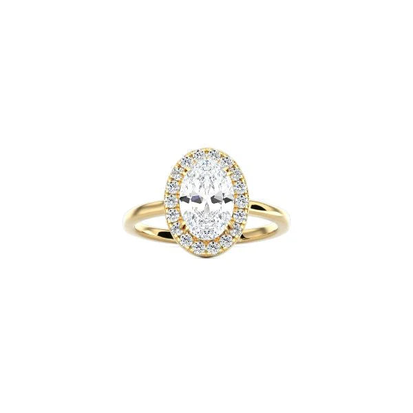 Oval Cut Halo Engagement Ring YG
