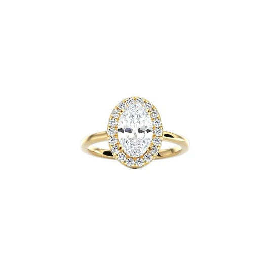 Oval Cut Halo Engagement Ring YG