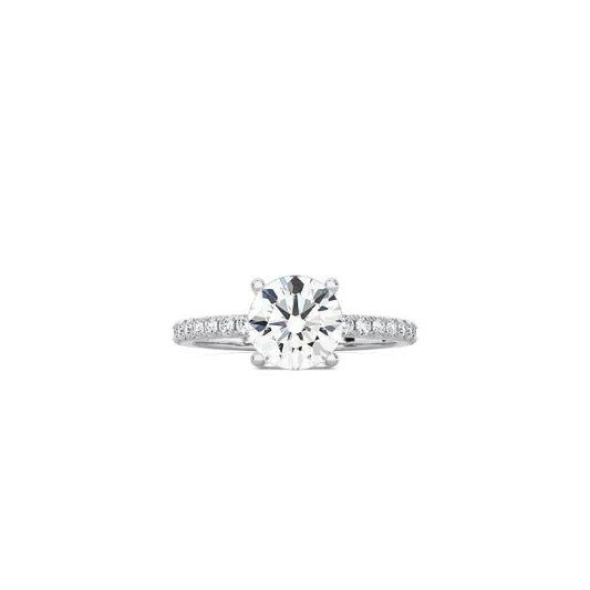 Round Cut Contemporary Four Prong Setting with pave band WG