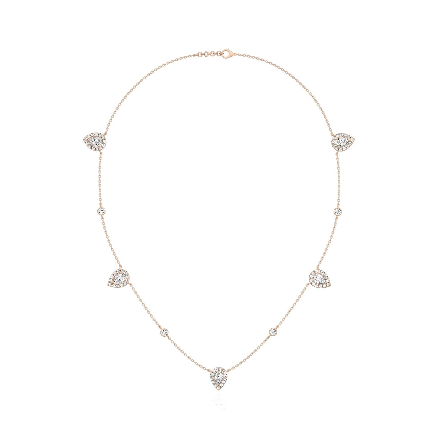5 Pear Halo Necklace