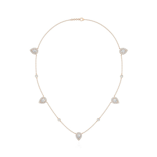 5 Pear Halo Necklace