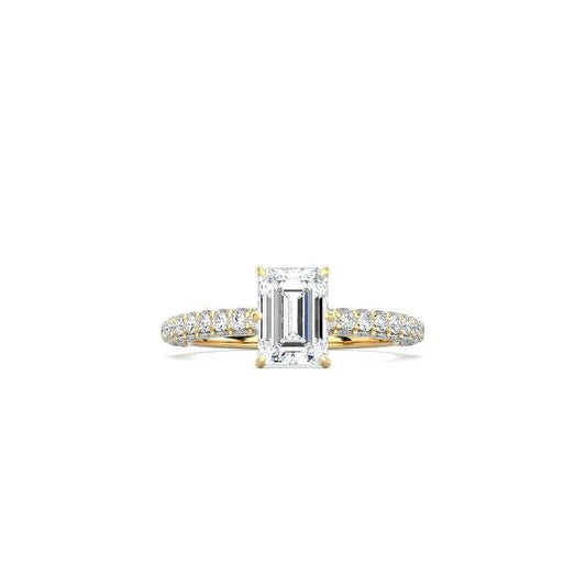 Emerald Cut Triple Row Pavé Band YG