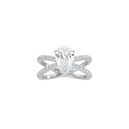 Pear Shape X Pavé Band Ring WG