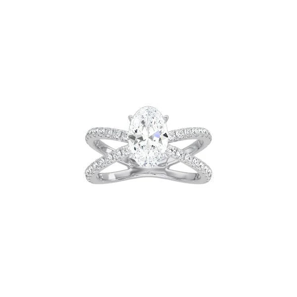 Oval Cut X Pavé Band Ring WG