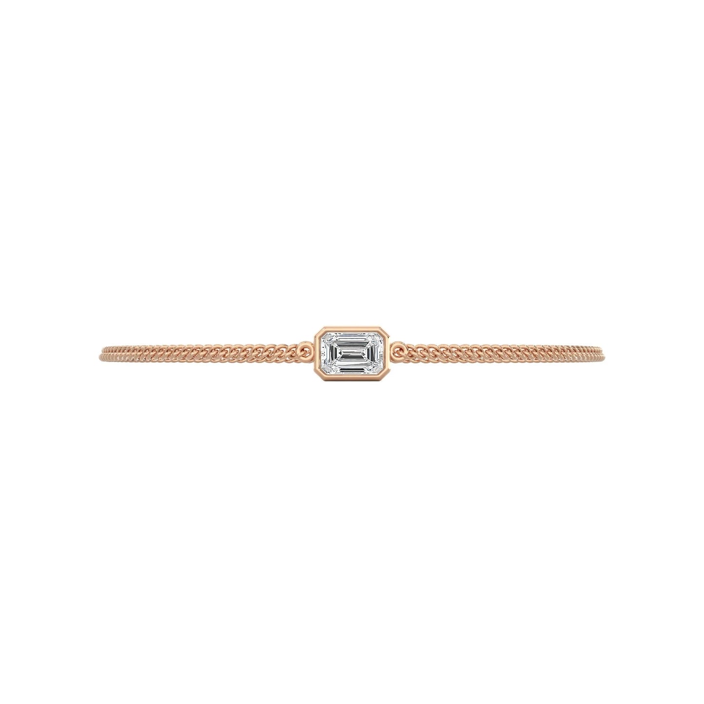 Unisex Emerald Cut Cuban Chain Bracelet