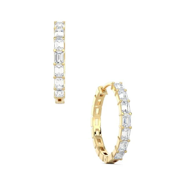 Emerald Cut Half Hoop Earrings