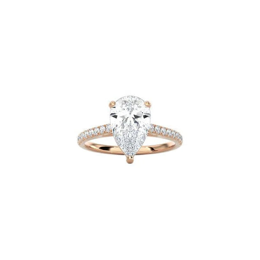 Pear Shape Cathedral Setting Ring with Pavé Band RG