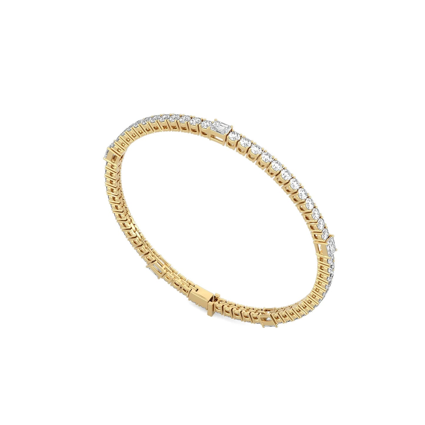 Round and Emerald Cut Tennis Bracelet